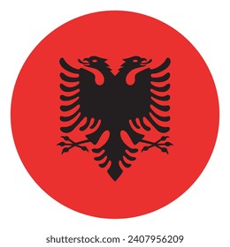 Albania flag. Button flag icon. Standard color. Circle icon flag. Computer illustration. Digital illustration. Vector illustration.