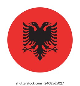 Albania flag. Button flag icon. Standard color. Circle icon flag. Computer illustration. Digital illustration. Vector illustration.