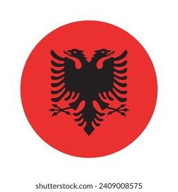 Albania flag. Button flag icon. Standard color. Circle icon flag. Computer illustration. Digital illustration. Vector illustration.