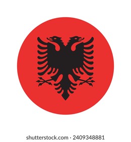 Albania flag. Button flag icon. Standard color. Circle icon flag. Computer illustration. Digital illustration. Vector illustration.
