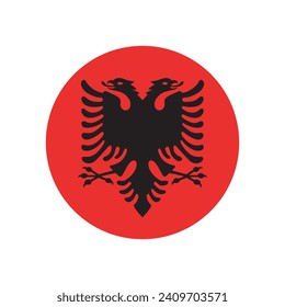 Albania flag. Button flag icon. Standard color. Circle icon flag. Computer illustration. Digital illustration. Vector illustration.