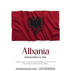 Albania Flag, Celebrating Independence Day. Abstract waving flag on white background Country Flag.