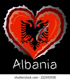 Albania flag with in claw scratches