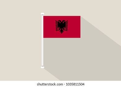 Albania Flag with flagpole,vector illustration