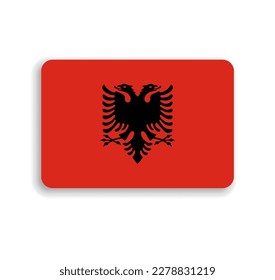 Albania flag - flat vector rectangle with rounded corners and dropped shadow.