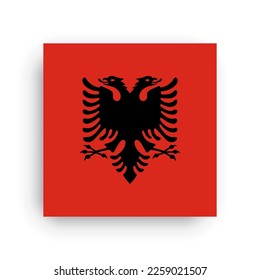 Albania flag - flat vector square with sharp corners and dropped shadow.