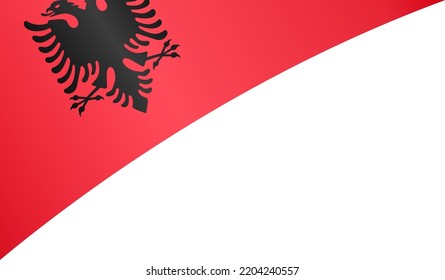 Albania flag flying on white background