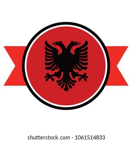 Albania flag in glossy round button of icon. 
flag logo of Albania emblem isolated on white background, Albania national concept sign, Vector illustration.