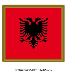 Albania flag with gold frame