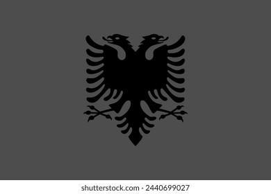 Albania flag - greyscale monochrome vector illustration. Flag in black and white
