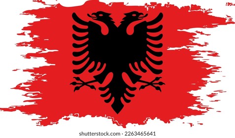 Albania flag grunge brush color image, vector