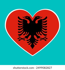 Albania flag in the heart. flag vector illustration.