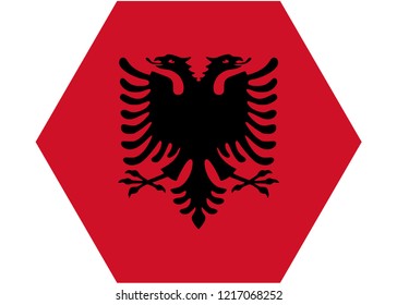 Albania Flag Hexagon Vector