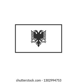 Albania flag icon in black outline flat design. Independence day or National day holiday concept.