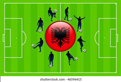 Albania Flag Icon Internet Button with Soccer Match Original Vector Illustration