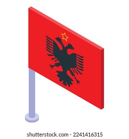 Albania flag icon isometric vector. City travel. Culture map