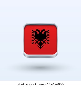 Albania flag icon square form on gray background. Vector illustration.