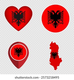 Albania Flag Icons Pack. Vector illustration.