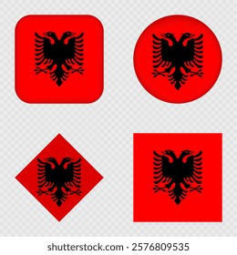 Albania Flag Icons Pack. Vector illustration.