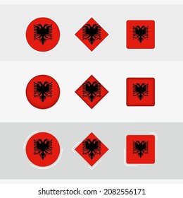 Albania flag icons set, vector flag of Albania. Three versions of icon.