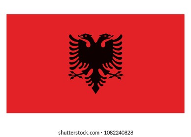 Albania flag isolated vector in official colors and Proportion Correctly. country's name label in bottom