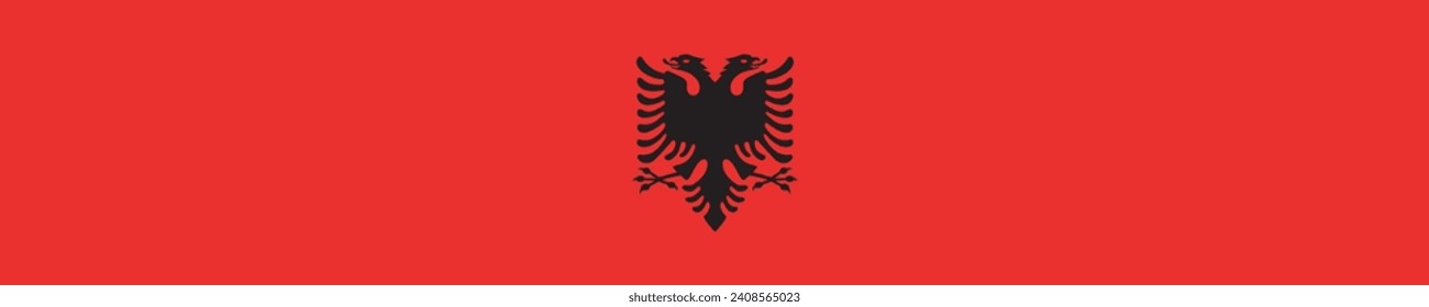 Albania flag. A long banner. Flag icon. Standard color. A rectangular flag. Computer illustration. Digital illustration. Vector illustration.