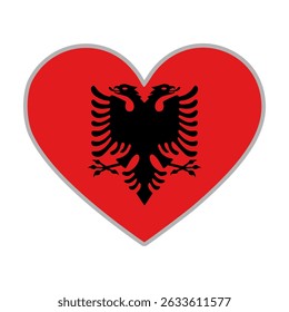Albania flag. Albania love flag. Albania flag in heart shape. Love symbol. Vector illustration