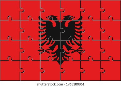 albania flag made with jigsaw puzzle pieces