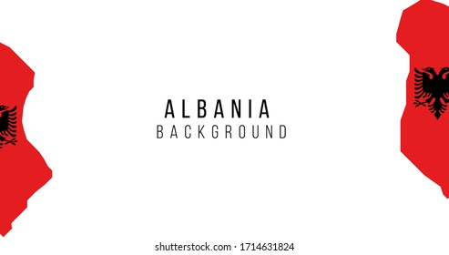 Albania flag map background. The flag of the country in the form of borders. Stock vector illustration isolated on white background.