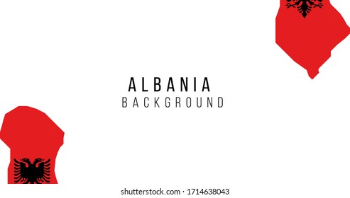 Fondo del mapa de la bandera de Albania. La bandera del país en forma de fronteras. Ilustración vectorial de material aislada en fondo blanco.