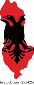 Albania Flag in Map, Albania Map with Flag, Map of Albania, Map with Flag, Nation Flag Albania