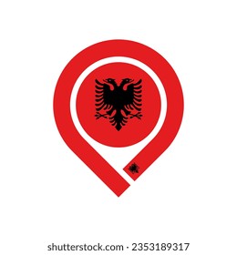 albania flag map pin icon. vector illustration isolated on white background