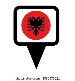 albania flag and map pointer