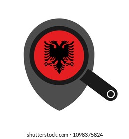 albania flag and map pointer