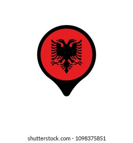 albania flag and map pointer