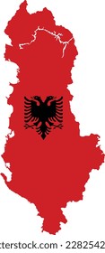 Albanienflagge und Karte, Vektorgrafik-HQ-Bild