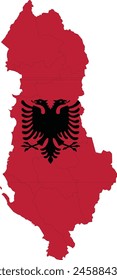 ALBANIA FLAG WITH MAP VECTOR ILLUSTRATION