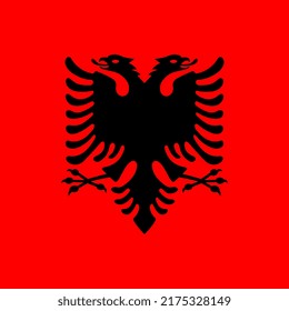 Albania flag, official colors. Vector illustration.