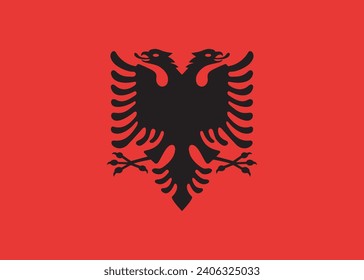 Albania flag. The official ratio. Flag icon. Standard color. Standard size. A rectangular flag. Computer illustration. Digital illustration. Vector illustration.