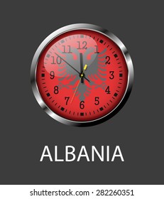 Albania flag on clock face - vector icon