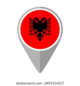 Albania Flag on Location Pin