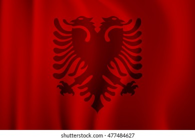 albania flag on the silk texture