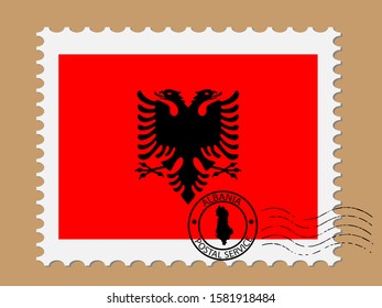 Albania Flag Postage Stamp Vector illustration Eps 10