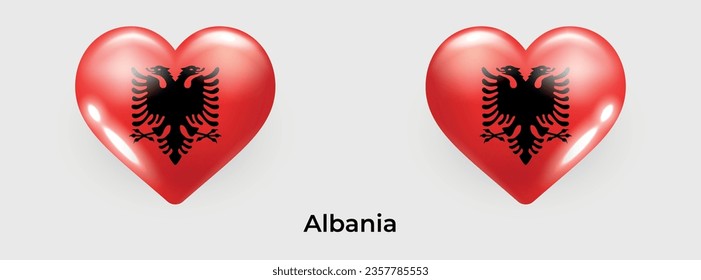 Albania flag realistic glas heart icon vector illustration