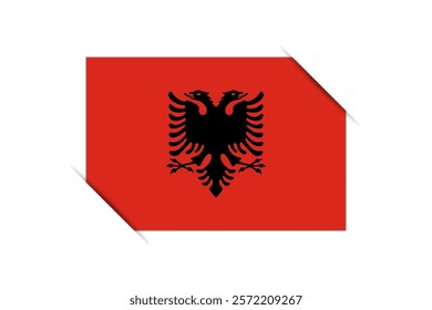 Albania flag - rectangle colorful flag representing a country cultural identity and heritage. The essence of national pride and unity. Attached by the corners in a paper album