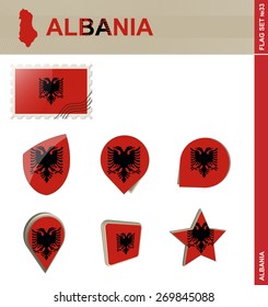 Albania Flag Set, Flag Set #33. Vector.
