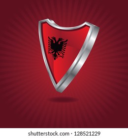 Albania Flag Shield EPS 8 vector, no open shapes or paths. Grouped for easy editing.