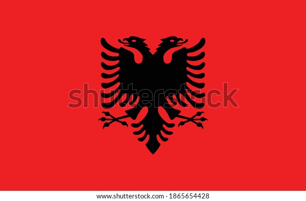 Albania flag vector graphic. Rectangle\
Albanian flag illustration. Albania country flag is a symbol of\
freedom, patriotism and\
independence.