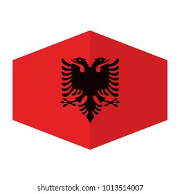 Albania Flag Vector Icon - Illustration, Vector illustration of flag of Albania, Albania flag on a gray background. Vector illustration.