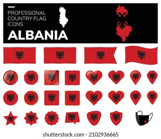 Albania Flag Vector Illustration - Albania Country icons - Albania map